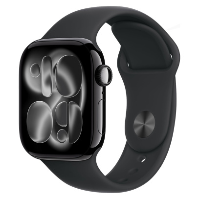 Apple Watch Series 11, 46 мм корпус из алюминия цвета «Jet Black», ремешок Sport Band размера M/L цвета «Black»