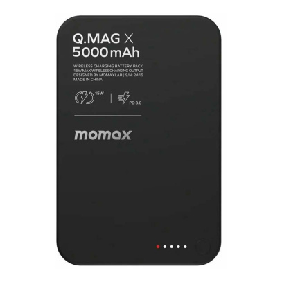Внешний аккумулятор MOMAX 5000mAh Q.Mag Ultra Slim Magnetic Wireless Battery Pack Чёрный