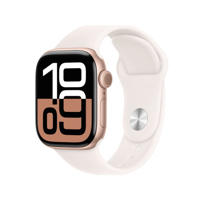 Apple Watch Series 10, 42 мм корпус из алюминия цвета «Rose Gold», ремешок Sport Band размера S/M цвета «Light Blush»