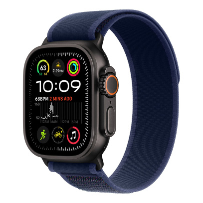 Apple Watch Ultra 2 (2024), 49 мм корпус из титана цвета «Black», ремешок Trail Loop размера M/L цвета «Blue»
