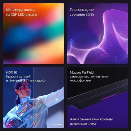 Телевизор Яндекс ТВ Станция Бейсик (Алиса) на YaGPT 65" 4K UHD, 60 Гц, LED (YNDX-00077)