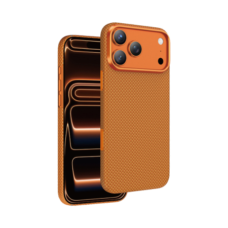 Чехол для iPhone 17 Pro с MagSafe KEEPHONE Kevlar Norra Шахматное плетение оранжевый
