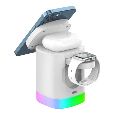 Беспроводная зарядная станция Deppa 3в1 MagSafe Tower Stand Q складная (23159) White, белый