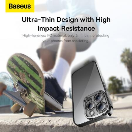 Чехол Baseus для iPhone 14 Pro Max Glitter PC case +Tempered glass (ARMC021101) Черный