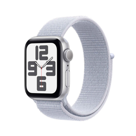 Apple Watch SE (2024), 40 мм корпус из алюминия цвета «Silver», ремешок Sport Loop цвета «Blue Cloud»
