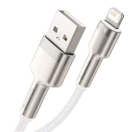 Кабель Baseus Cafule Series Metal Data Cable USB to iP 2,4A, 1 м (CALJK-A02) Белый