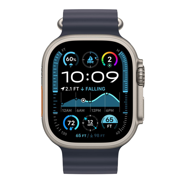 Apple Watch Ultra 2 (2024), 49 мм корпус из титана цвета «Natural», ремешок Ocean Band цвета «Navy»