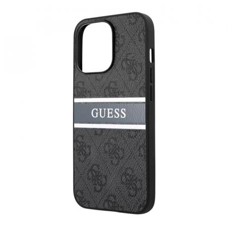 Чехол Guess для iPhone 14 Pro Max PU 4G Stripe printed logo Hard (GUHCP14X4GDGR) Серый