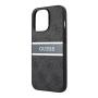 Чехол Guess для iPhone 14 Pro Max PU 4G Stripe printed logo Hard (GUHCP14X4GDGR) Серый
