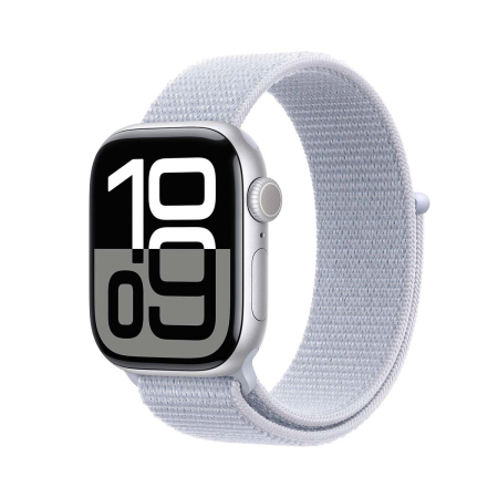Apple Watch Series 10, 42 мм корпус из алюминия цвета «Silver», ремешок Sport Loop цвета «Blue Cloud»