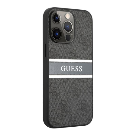Чехол Guess для iPhone 14 Pro Max PU 4G Stripe printed logo Hard (GUHCP14X4GDGR) Серый