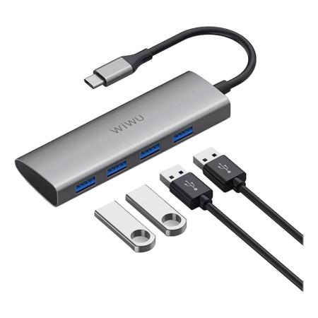 Хаб WiWU Alpha Type-C 4*USB3.0 (A440) Серый