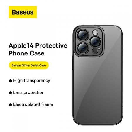 Чехол Baseus для iPhone 14 Pro Max Glitter PC case +Tempered glass (ARMC021101) Черный