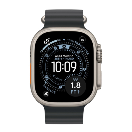 Apple Watch Ultra 3 (2025), 49 мм корпус из титана цвета «Natural», ремешок Ocean Band цвета «Black»
