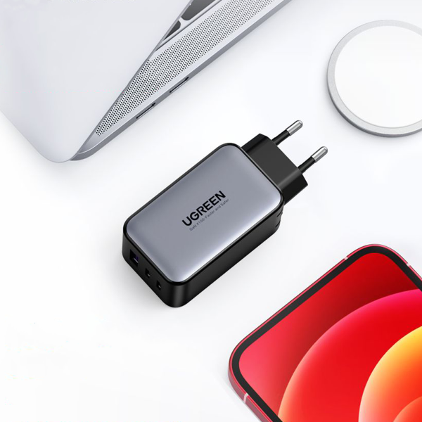 Зарядное устройство UGREEN Nexode USB-A + 2 USB-C 65Вт GaN CD244 Tech Fast Charger (10335) Серый