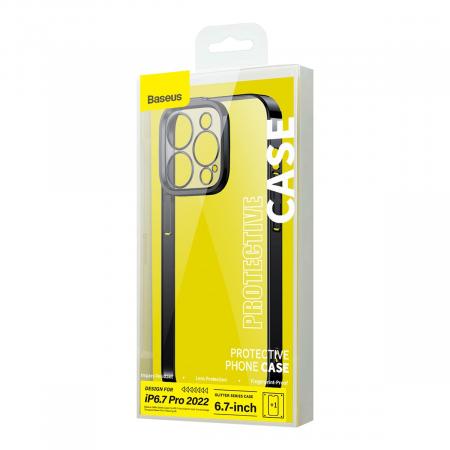 Чехол Baseus для iPhone 14 Pro Max Glitter PC case +Tempered glass (ARMC021101) Черный