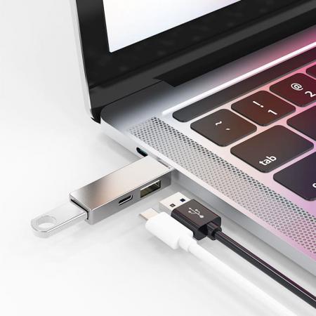 Хаб WiWU USB3.0*1+USB2.0*1+USB-C (T02 Pro) Серый