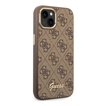 Чехол Guess для iPhone 14 Plus CG Mobile PU 4G Script metal logo Hard (GUHCP14MHG4SHW) Коричневый